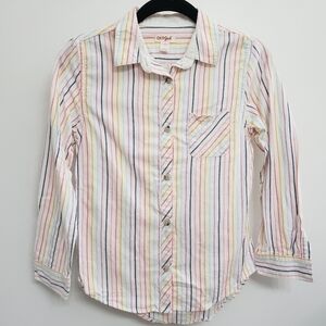 Cat & Jack Stripe Cotton Long Sleeve Button Blouse Girls Sz L